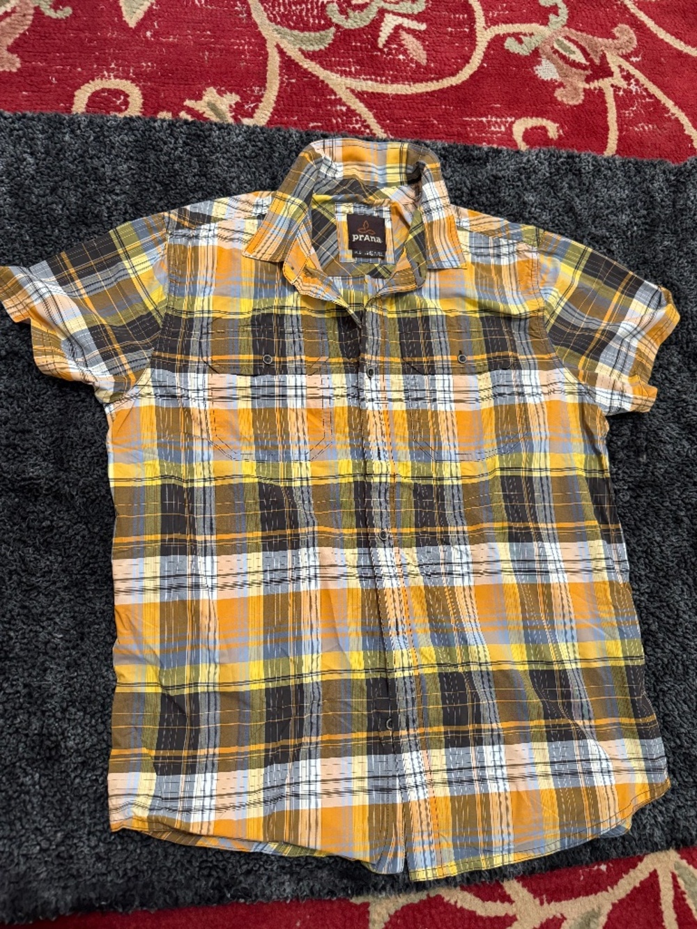 Prana Mens Plaid Short Shelve Shirt.